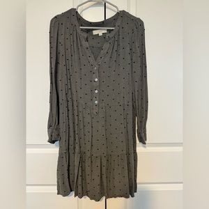 Loft gray with black embroidered detail dress XL petite